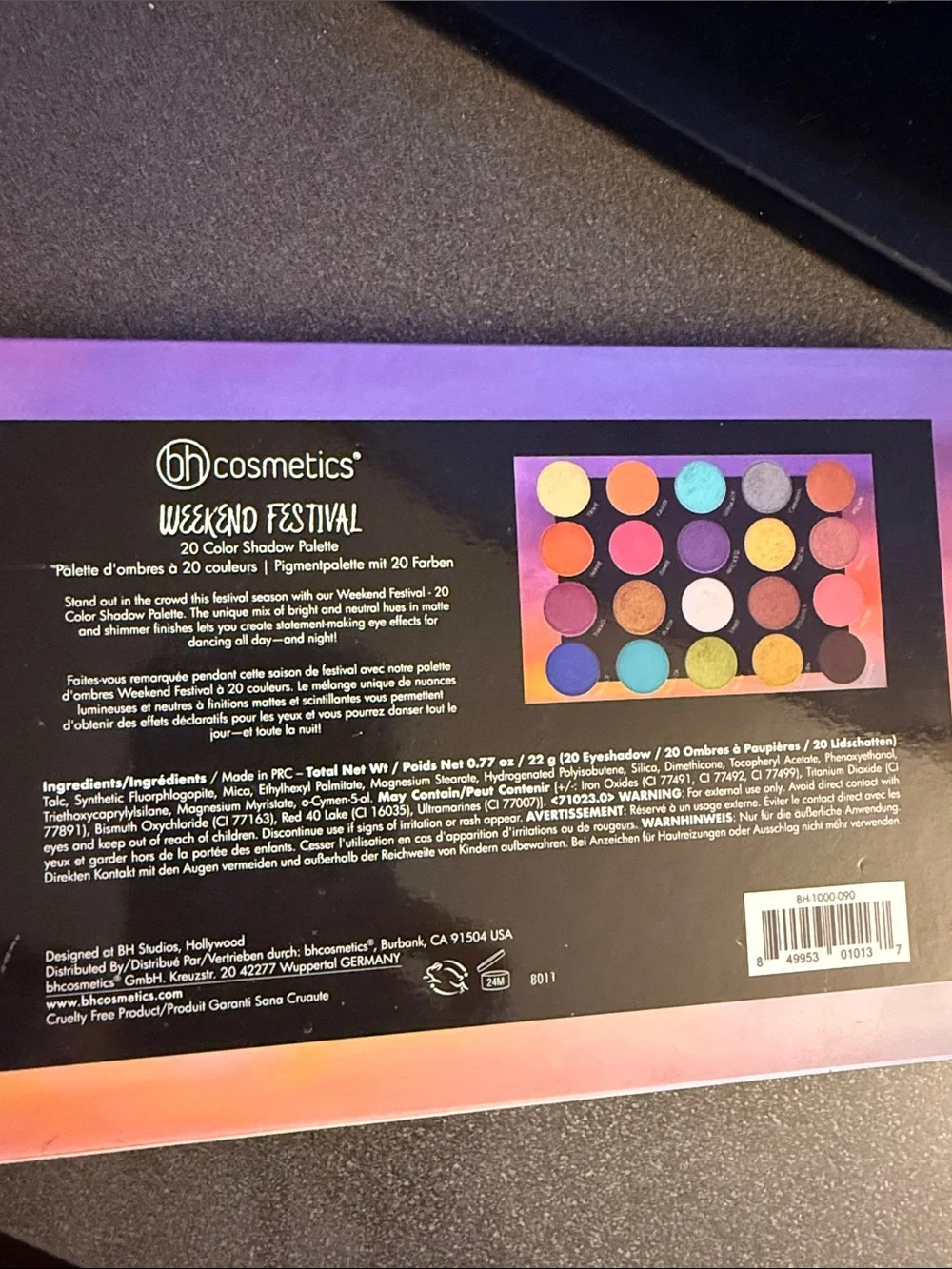 BH Cosmetics Weekend Festival Vibrant 20-Color Eyeshadow Palette